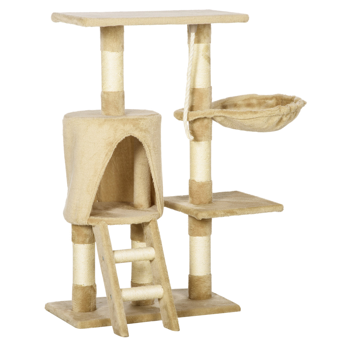 Pawhut Árbol Para Gatos Rascador Altura 95cm Con Nido Plataforma Caseta Escalera_0