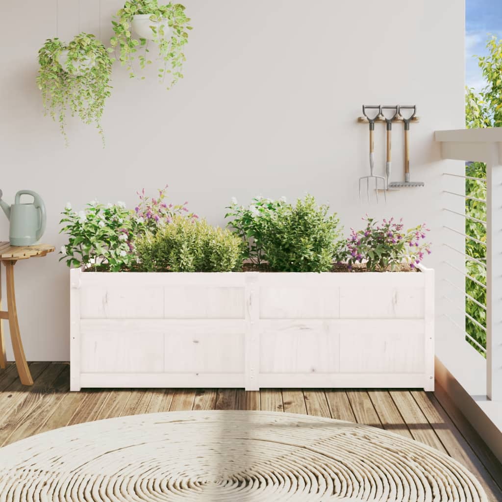 Jardinera Madera Maciza De Pino Blanco 150x50x50 Cm_2