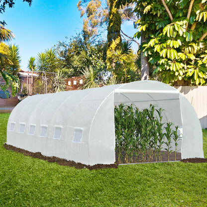 Outsunny Cubierta De Invernadero Túnel 6x3x2m 12 Ventanas Y Puerta Enrollable_1