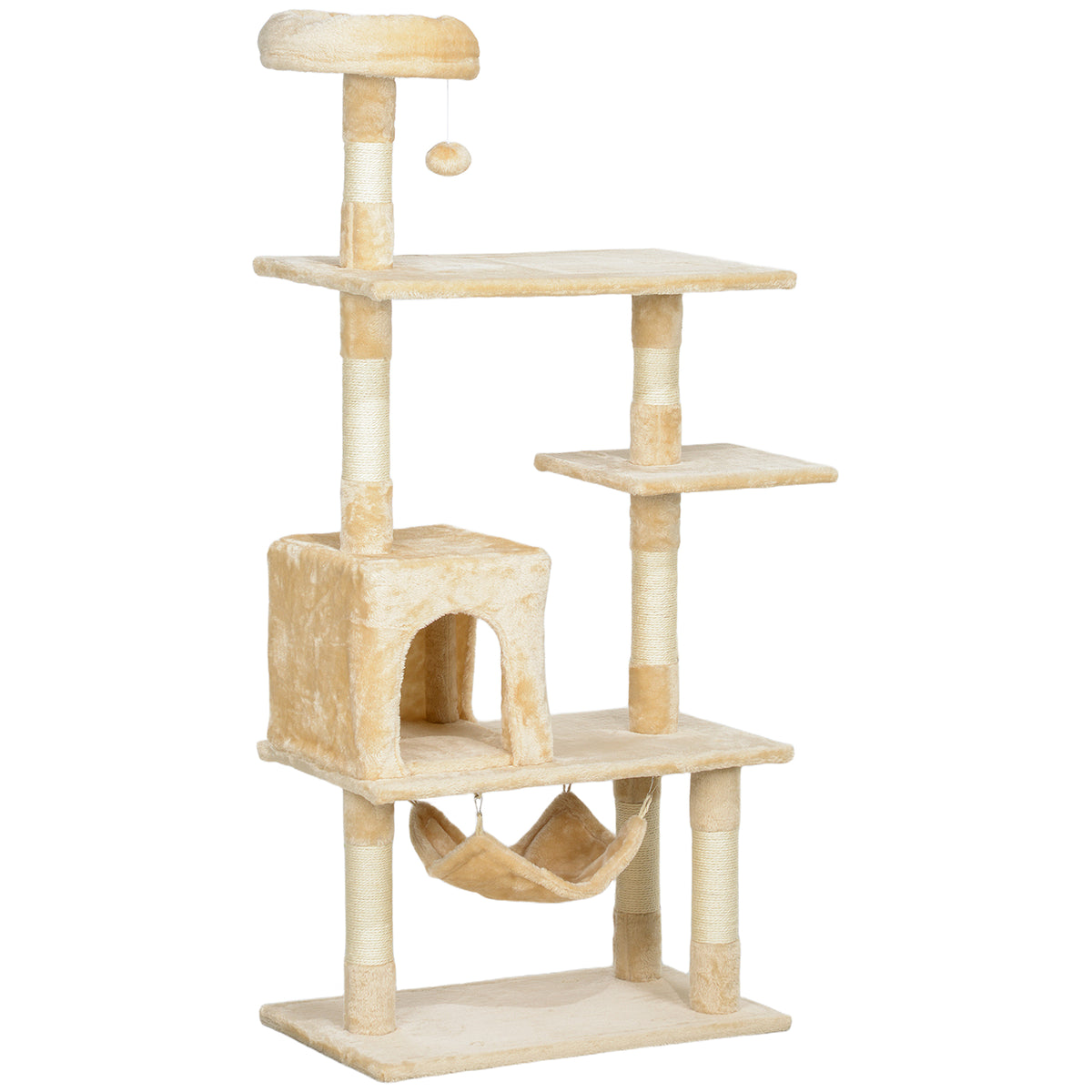 Pawhut Árbol Rascador Para Gatos Grande 70x40x152cm Con Múltiples Plataformas_0