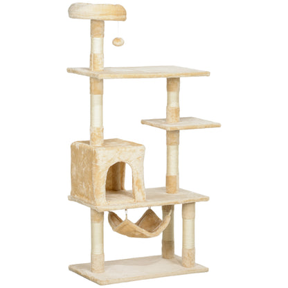 Pawhut Árbol Rascador Para Gatos Grande 70x40x152cm Con Múltiples Plataformas_0