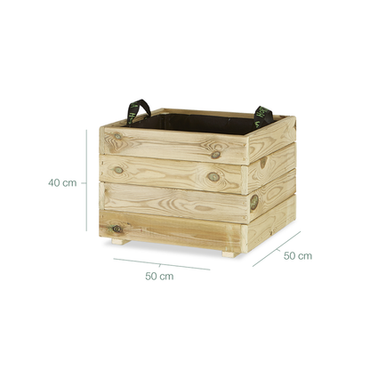 Jardinera Cuadrada De Madera Tratada Para Exterior Pun Hortalia 50x50x40 Cm_4