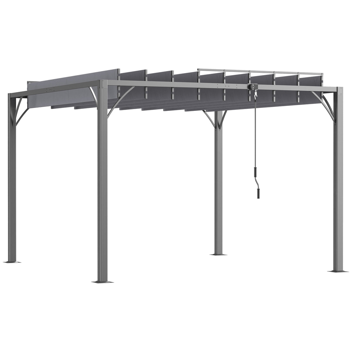 Outsunny Pérgola 3x3 M Con Diseño De Lamas Superior Giratorio Hasta 135° Gris_0