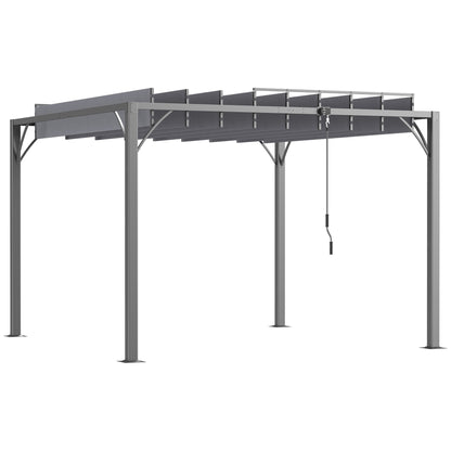 Outsunny Pérgola 3x3 M Con Diseño De Lamas Superior Giratorio Hasta 135° Gris_0