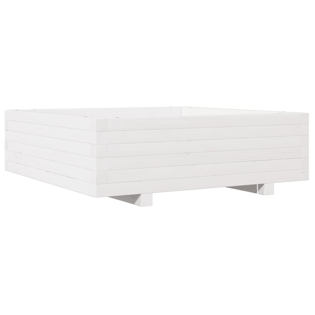 Jardinera De Madera Maciza De Pino Blanca 80x80x26,5 Cm_0