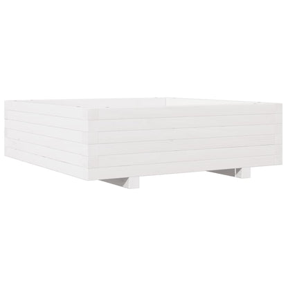 Jardinera De Madera Maciza De Pino Blanca 80x80x26,5 Cm_0