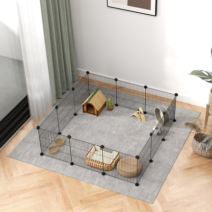 Pawhut Valla Metálica Para Mascotas Con 12 Paneles Diseño Diy 140x70x35 Cm Negro_4