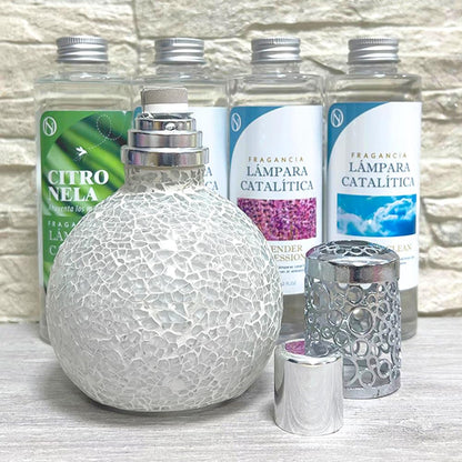 Lámpara Catalítica Mosaico Blanco + Aroma Lavender Expression 500ml - Elimina Malos Olores, Impurezas Y Perfuma_5