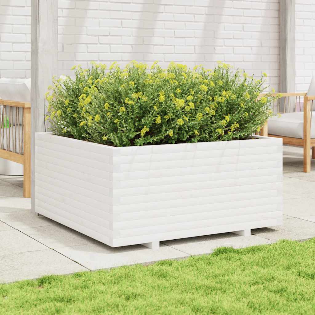 Jardinera Madera Maciza De Pino Blanco 100x100x49,5 Cm_2