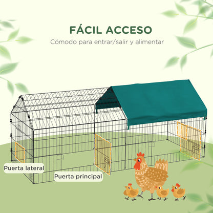 Pawhut Jaula Para Animales Pequeños De Acero Con Puertas 185x75x75 Cm Verde_4