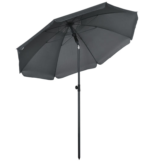 Sombrilla De Playa Outsunny Acero, Poliéster Gris Oscuro 180x180x209 Cm_0