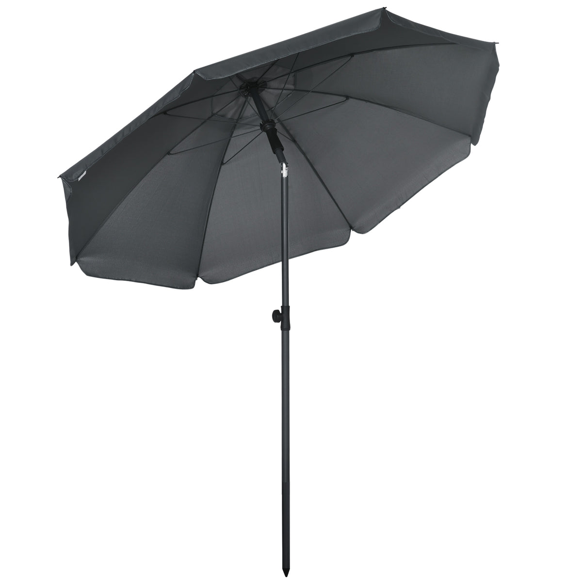 Outsunny Sombrilla De Playa Grande Ø180 Cm Con Ángulo Ajustable Gris Oscuro_0