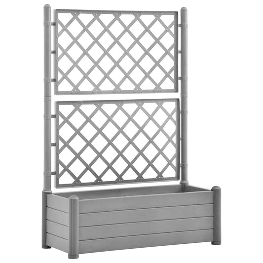 Jardinera Con Enrejado Pp Gris Piedra 100x43x142 Cm_0