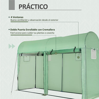 Outsunny Invernadero Caseta De Jardín Tipo Túnel Con 4 Ventanas Para Cultivos_5