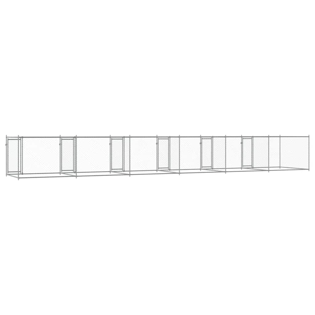 Jaula De Perros Con Puertas Acero Galvanizado Gris 12x2x1,5 M_5