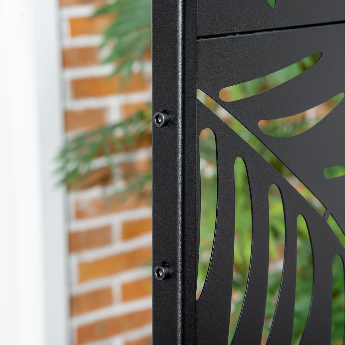 Outsunny Biombo Para Exterior De 3 Piezas Con Diseño De Hoja De Mimbre Negro_4