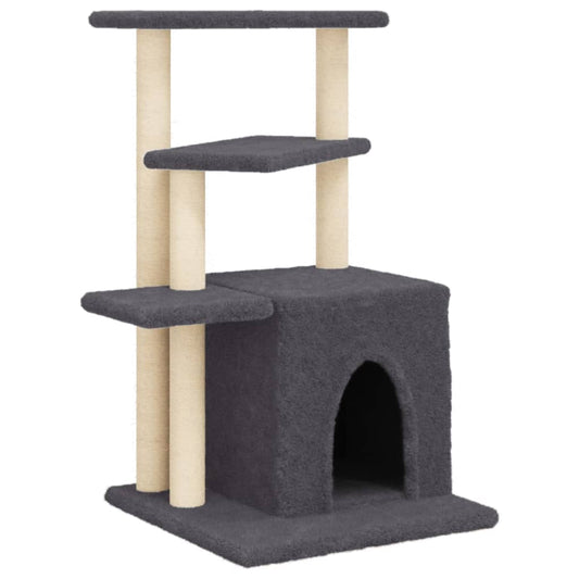 Rascador Para Gatos Con Postes De Sisal Gris Oscuro 83,5 Cm_0
