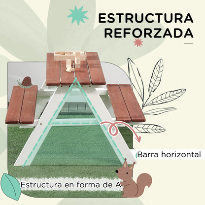 Mesa Picnic Infantil Outsunny 89x79x50 Cm Marrón_5