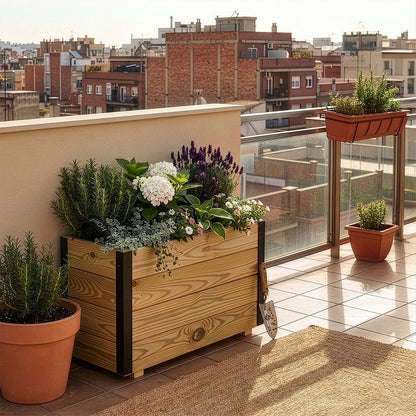 Jardinera Exterior De Madera Con Refuerzo De Aluminio Ghio Al Hortalia 60x30x40 Cm_1