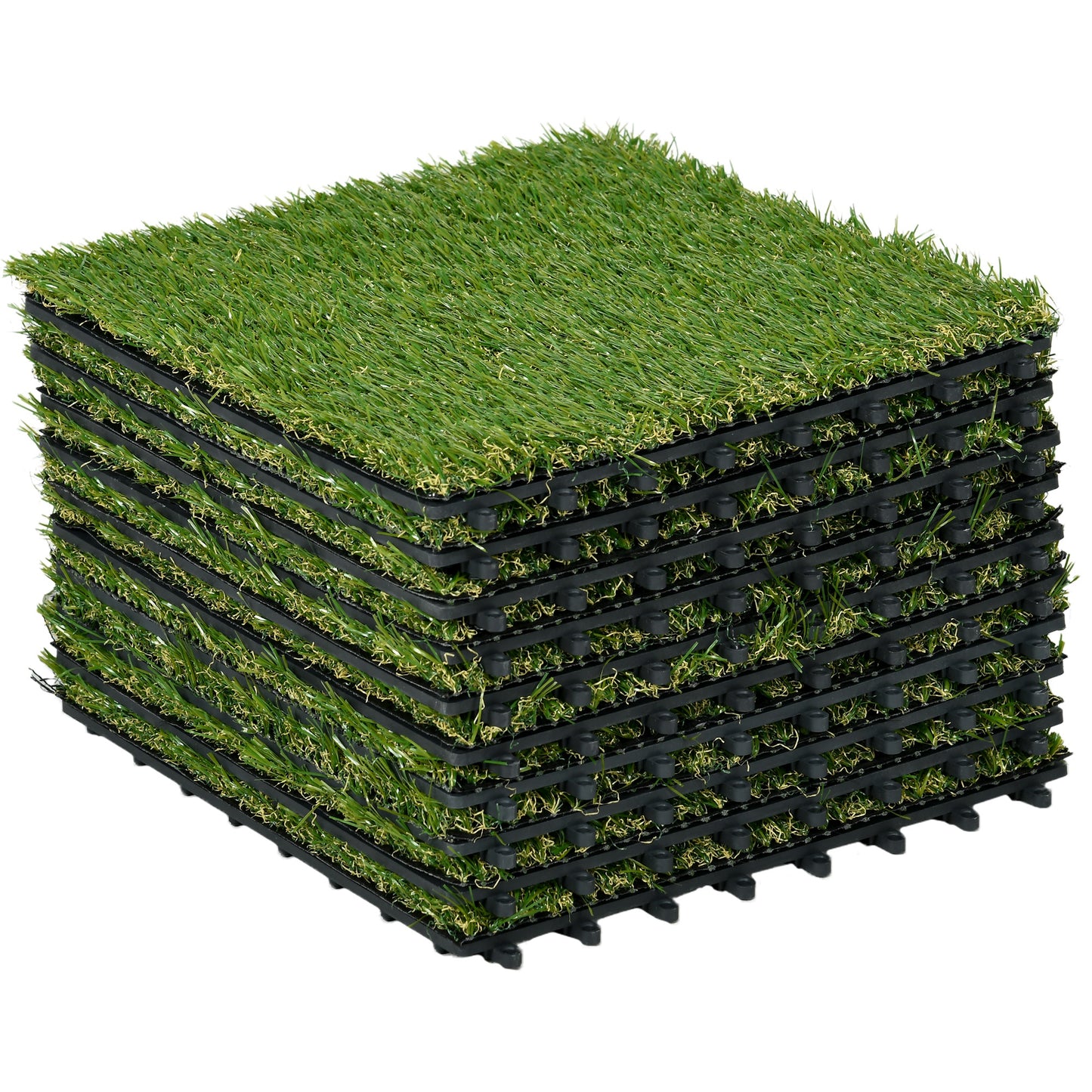 Outsunny Césped Artificial De 10 Piezas 30x30 Cm Altura De Hierba 25 Mm Verde_0