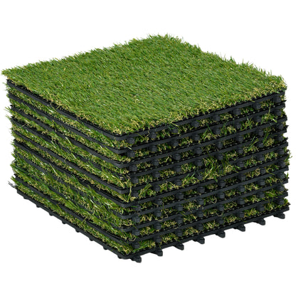 Outsunny Césped Artificial De 10 Piezas 30x30 Cm Altura De Hierba 25 Mm Verde_0