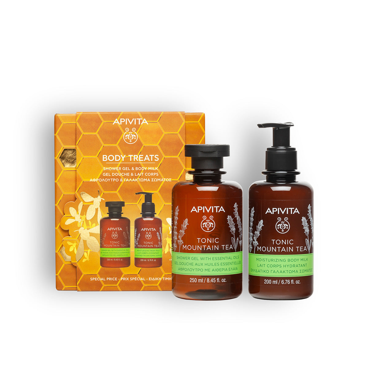 Cofre tonic mountain tea gel + Leche corporal 200 Ml, Apivita