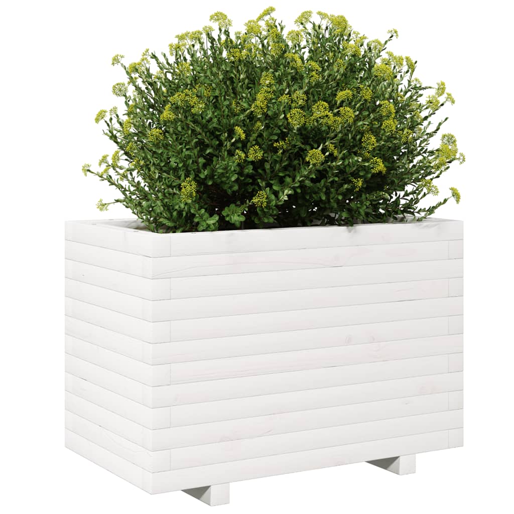 Jardinera Madera Maciza De Pino Blanco 70x40x49,5 Cm_3
