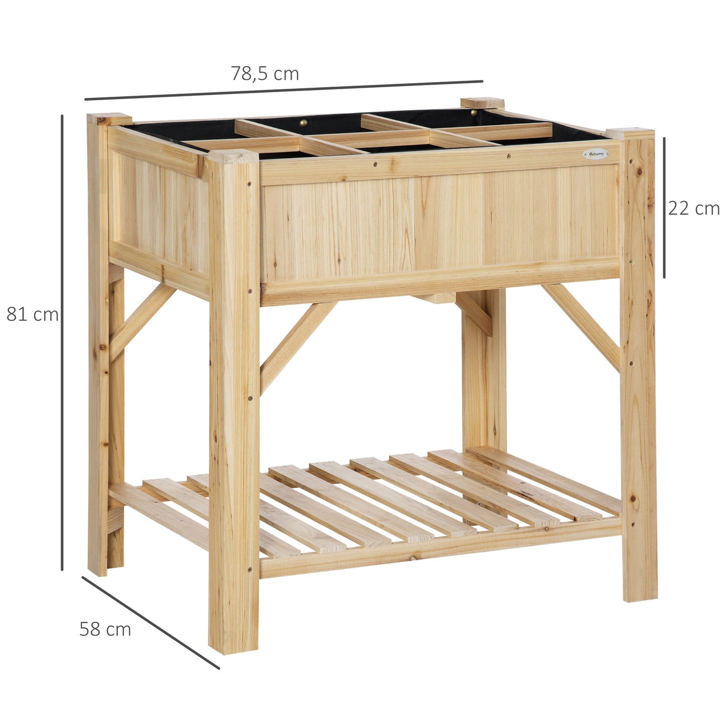 Outsunny Huerto Urbano De Madera Jardín 6 Compartimentos Estante 78,5x58x81 Cm_2