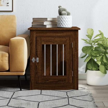 Jaula Para Perros Madera De Ingeniería Roble Marrón 55x75x65 Cm_2