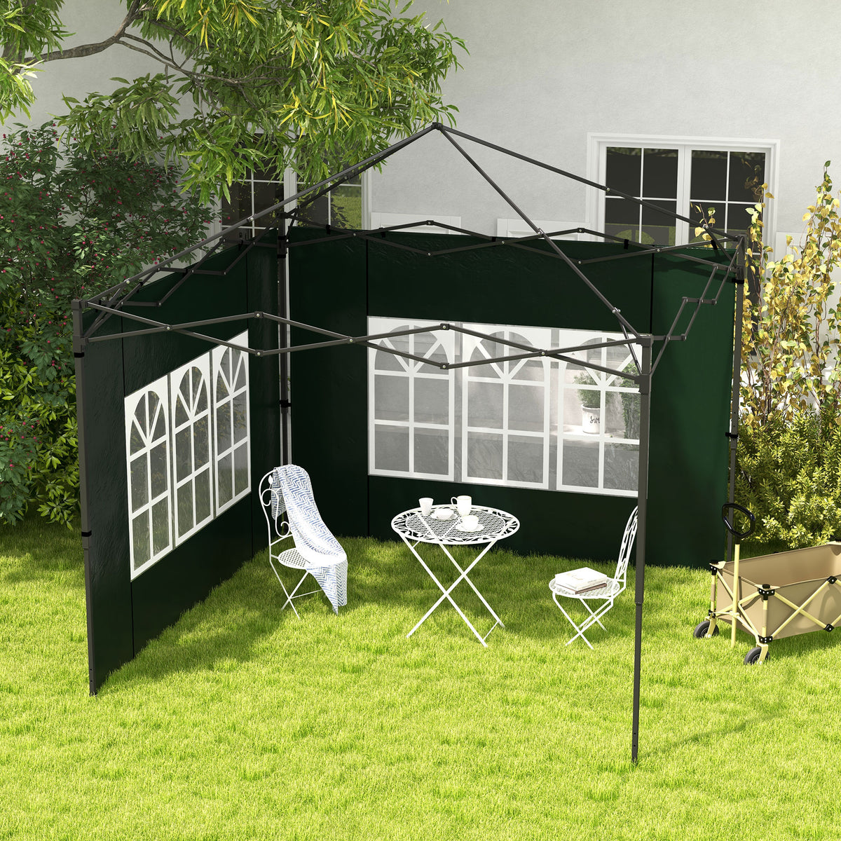 Outsunny Paredes Laterales Para Carpa 3x3 M Y 3x6 M 293x193 Cm Verde Oscuro_1