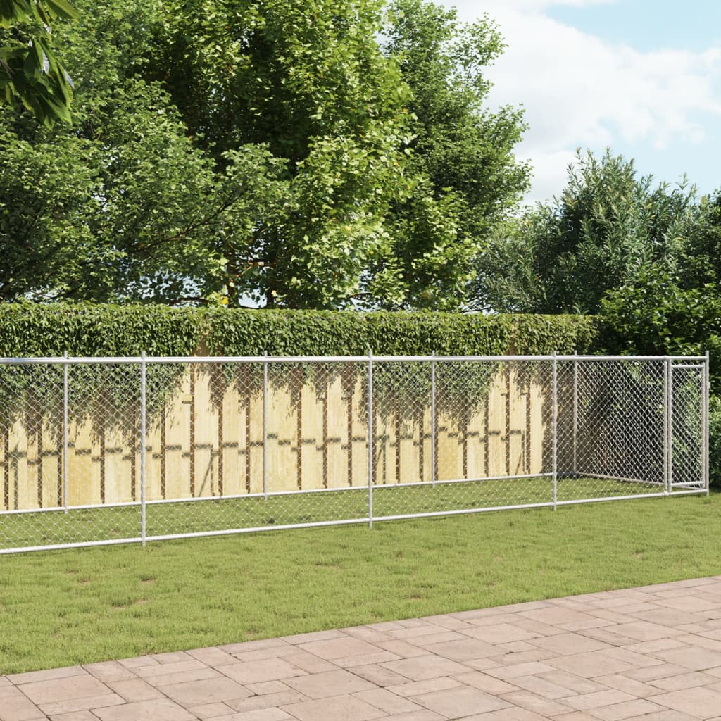 Jaula De Perros Con Puerta Acero Galvanizado Gris 12x2x1,5 M_1