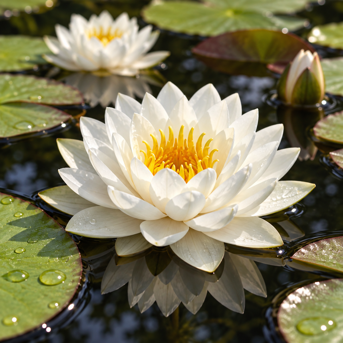 Nymphaea Bambi Nenúfar Estanque - Floración - Resistente - Con Cesta_1