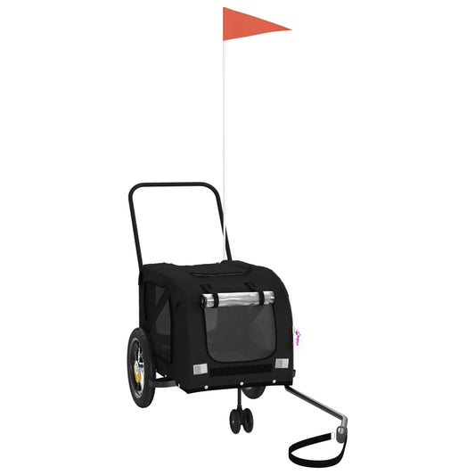 Remolque De Bicicleta Mascotas Hierro Tela Oxford Negro_0