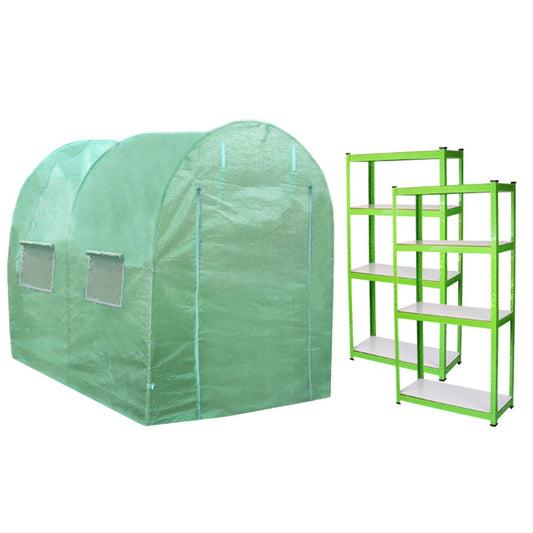 Invernadero Politúnel Con Estantería Galvanizada De Jardín Carpa De Cultivo 25mm 3 X 2m_0