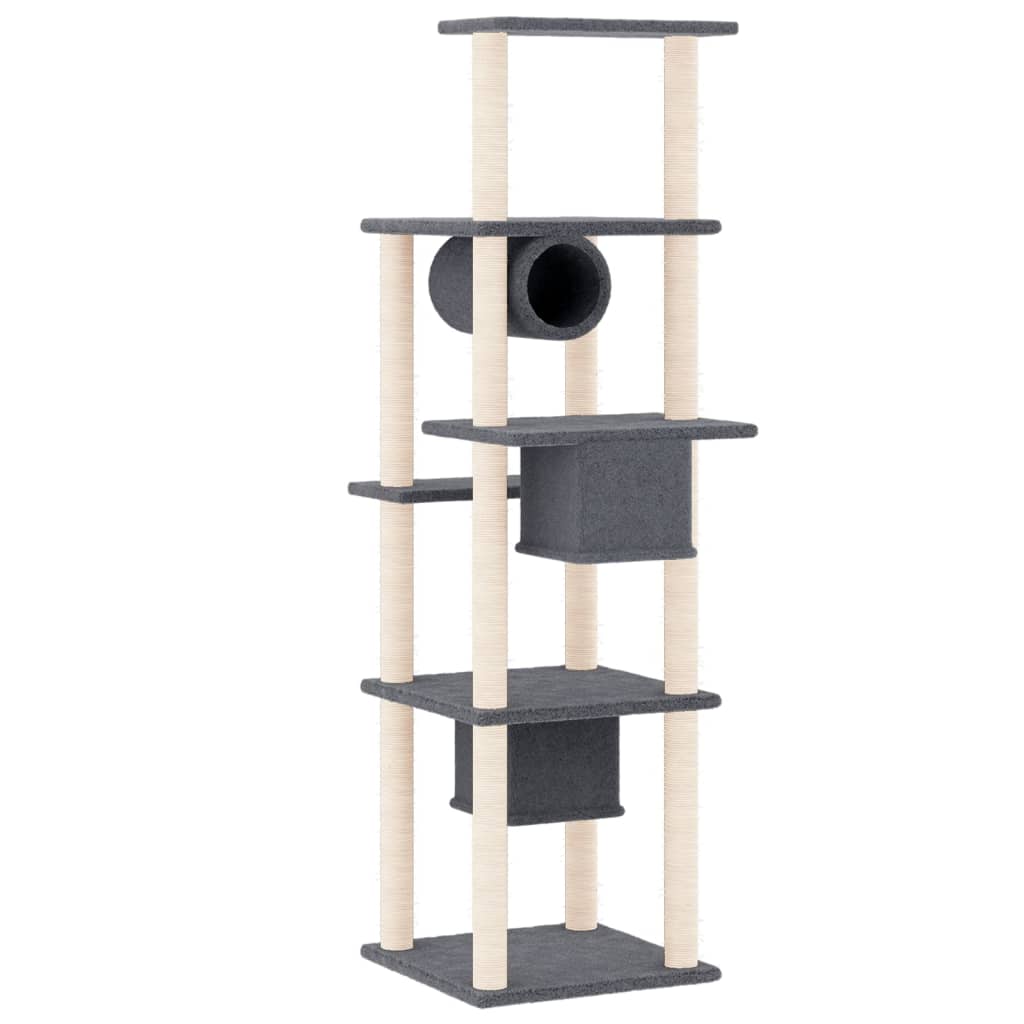 Rascador Para Gatos Con Postes De Sisal Gris Oscuro 169 Cm_4