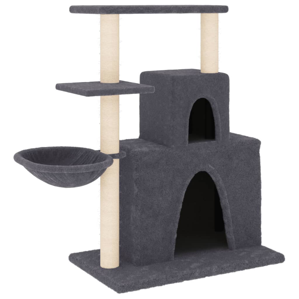 Rascador Para Gatos Con Postes De Sisal Gris Oscuro 83 Cm_0