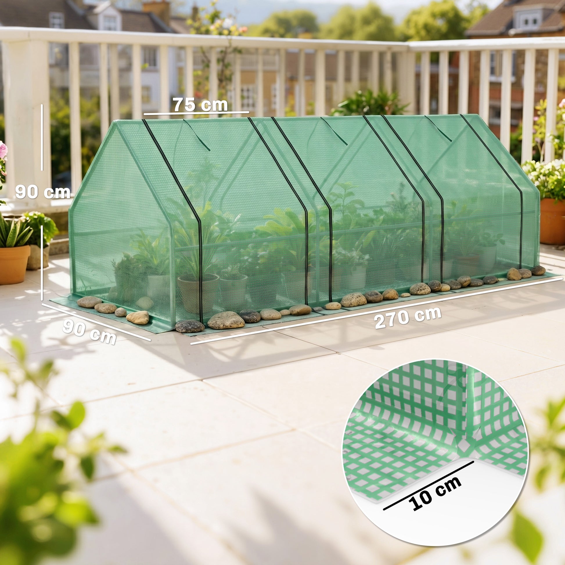 Outsunny Invernadero Jardín 270x90x90 Cm Tubo Acero Con 3 Ventanas Para Plantas_2