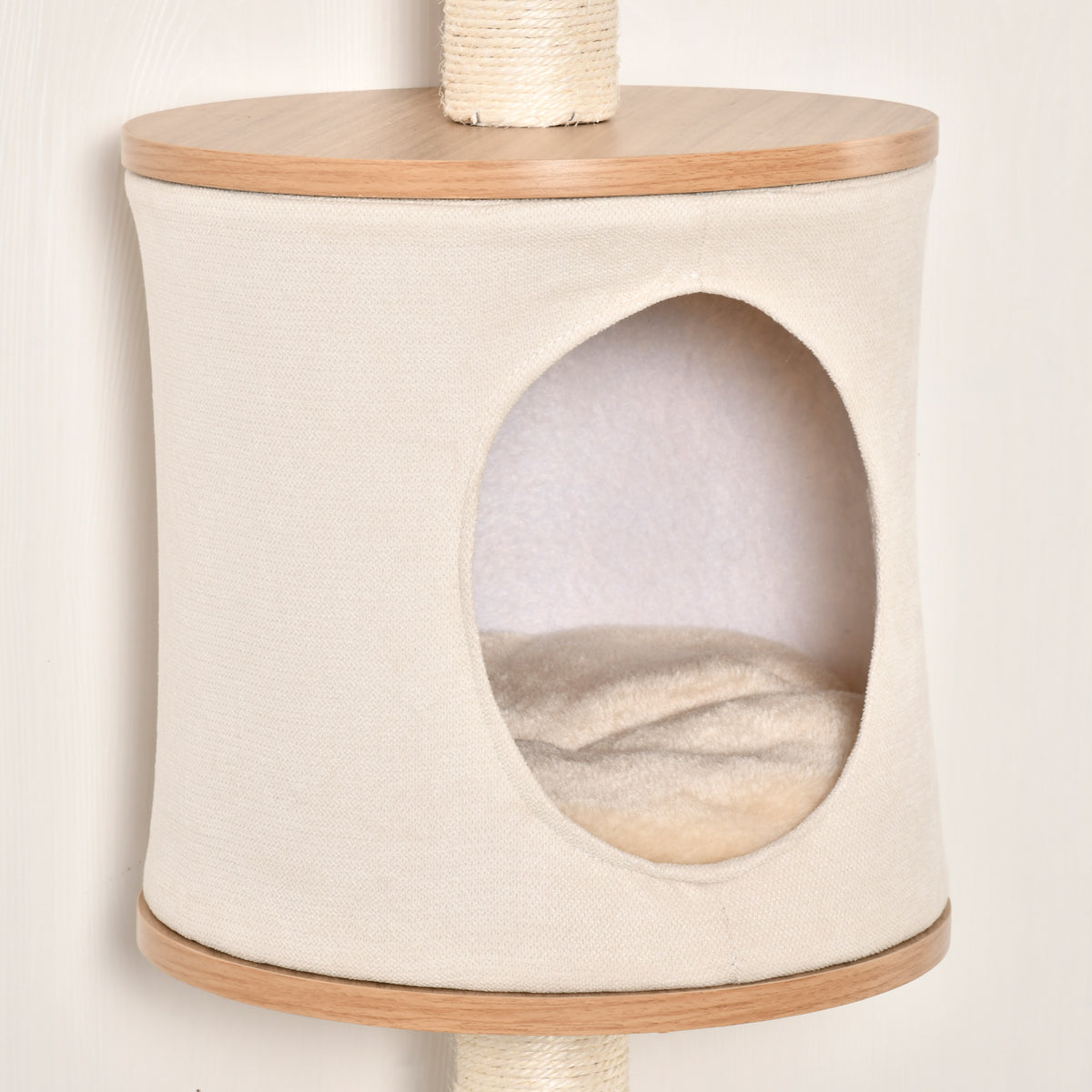 Pawhut Árbol Para Gatos De Pared Con Plataformas Cojín Extraíble Poste Rascador_3