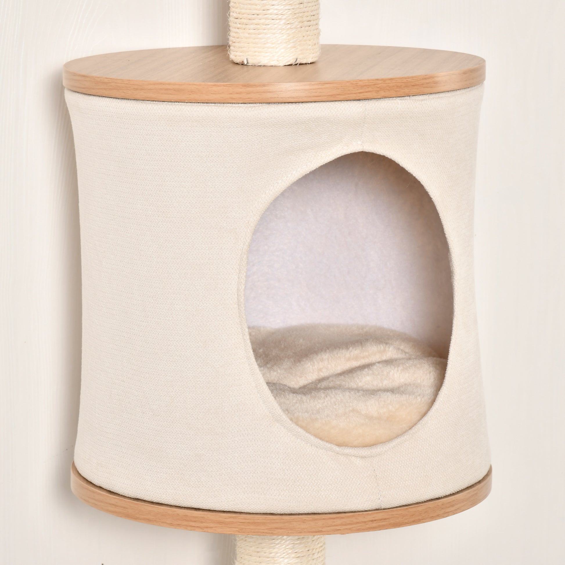 Pawhut Árbol Para Gatos De Pared Con Plataformas Cojín Extraíble Poste Rascador_3