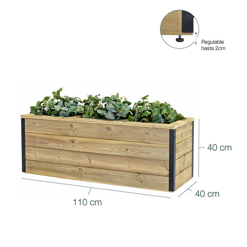 Jardinera Con Autorriego De Madera Nidum Interior Y Exterior Hortalia 110x40x40 Cm_5