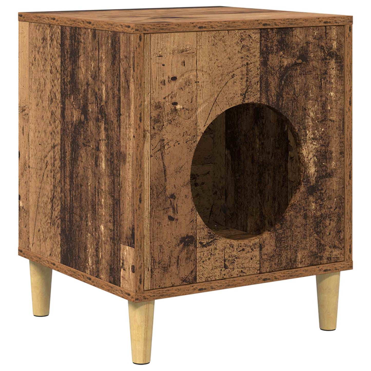 Casa Para Gatos Madera Vieja 42,5 X 40 X 53 Cm_0