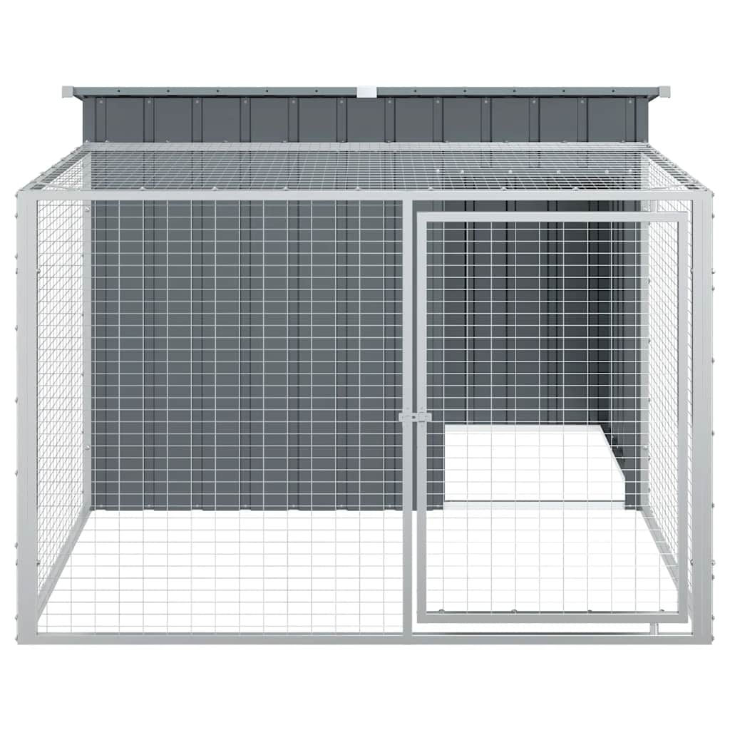 Caseta Para Perro Con Corral Antracita 153x194x110 Cm Acero Galvanizado_4