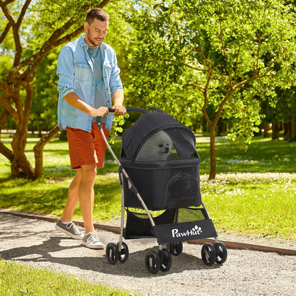 Pawhut Carrito Para Perros Plegable 3 En 1 Con Vagón Desmontable Negro_1