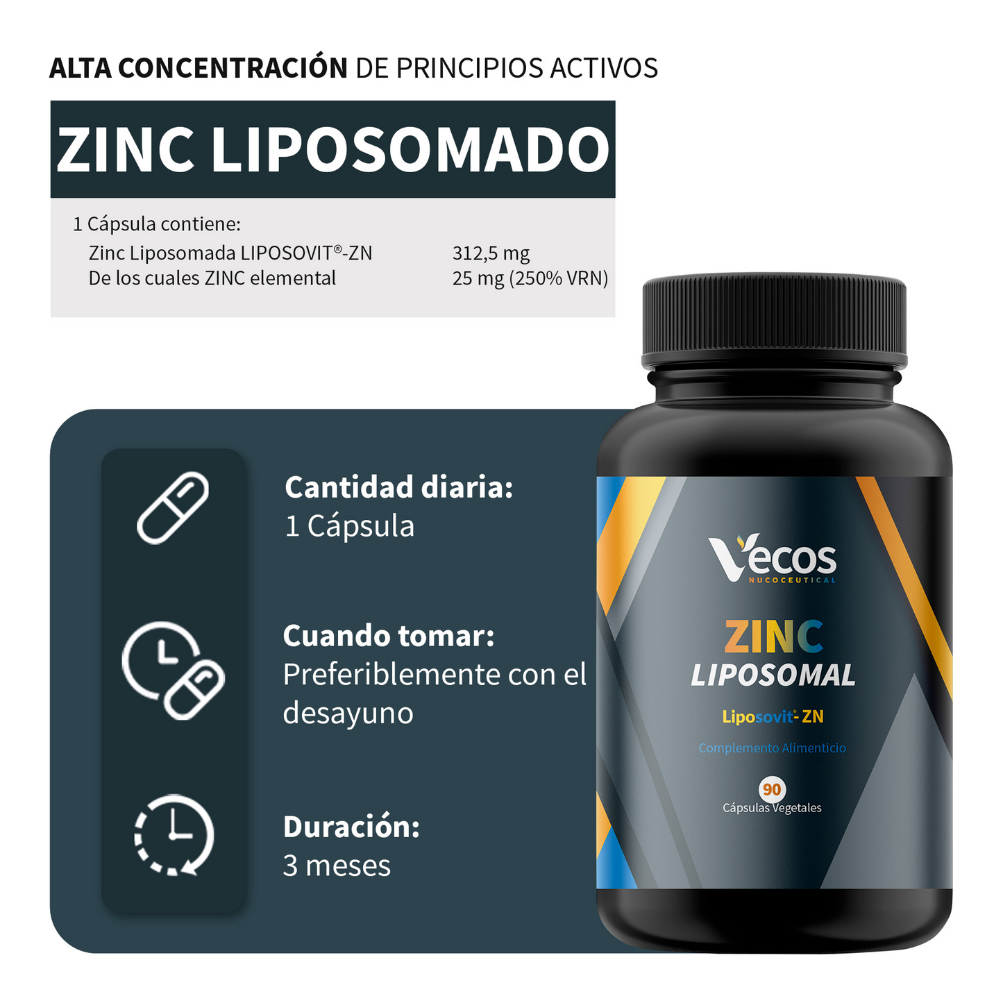 Zinc Liposomal Vecos 90 Cápsulas | Salud Inmunológica, Piel, Cabello Y Uñas_2