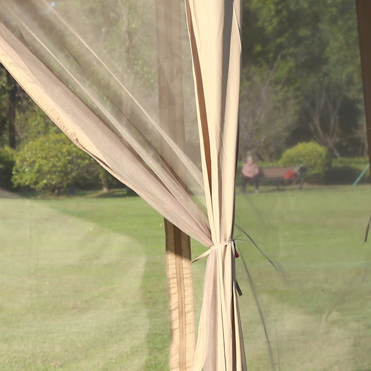 Outsunny Carpa Plegable Hexagonal 4,05x3,4x2,85 M Con Doble Techo Beige_3