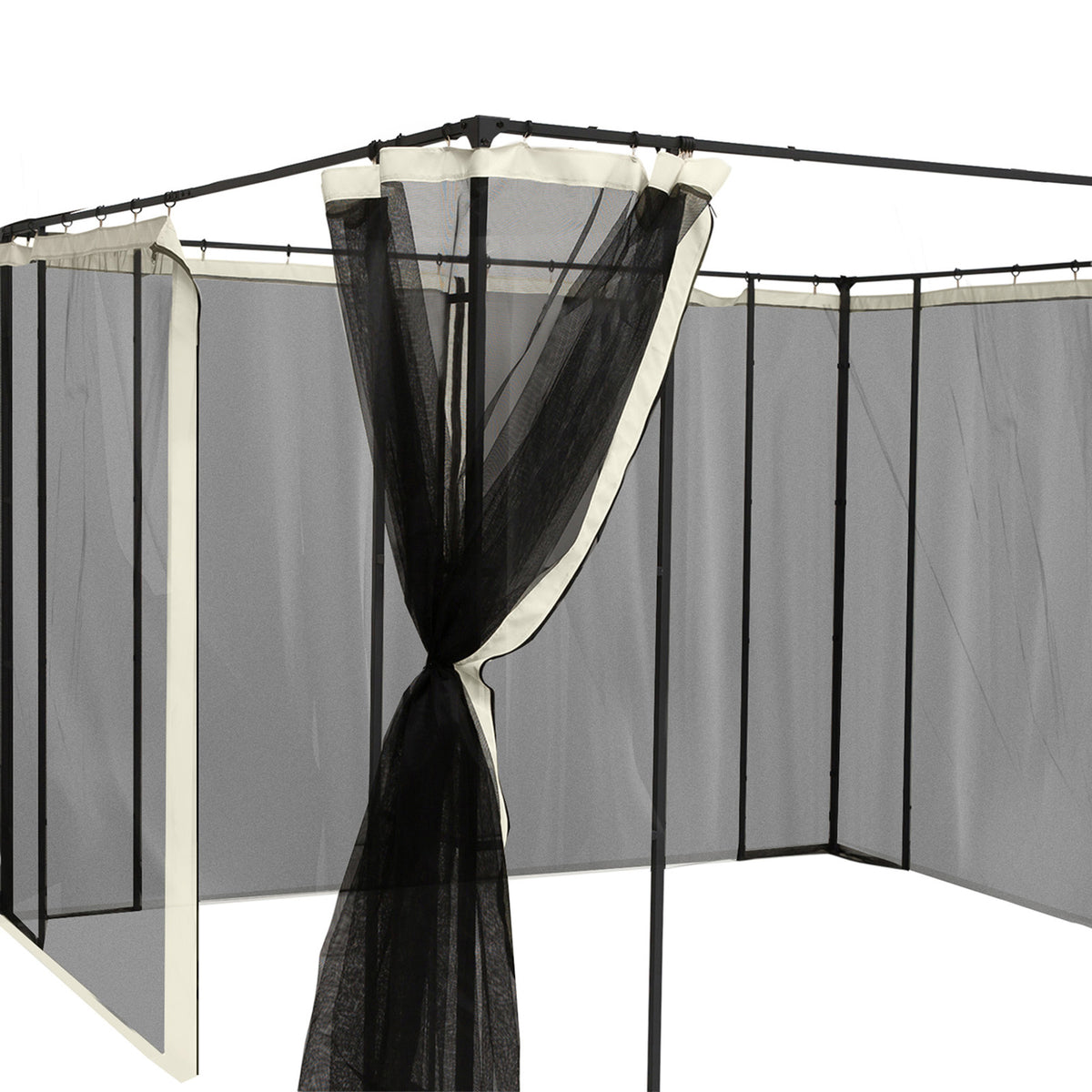 4 Paneles Laterales De Mosquitera Para Carpa Outsunny Negro 352x207cm_5
