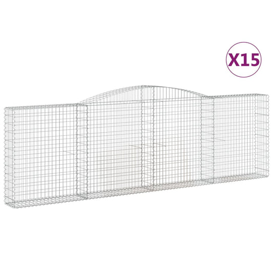 Cestas Gaviones 15 Uds Forma De Arco Hierro 400x30x120/140 Cm_0