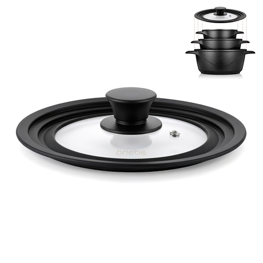 Briebe Totalid Tapa De Sartén Universal Con Borde De Silicona Y Cristal Templado, Multidiámetro 28-30-32_0