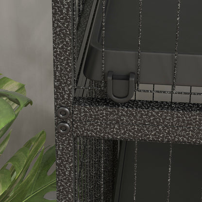 Pawhut Jaula Para Animales Pequeños De 4 Niveles Con Ruedas 80x52x128 Cm Gris_3