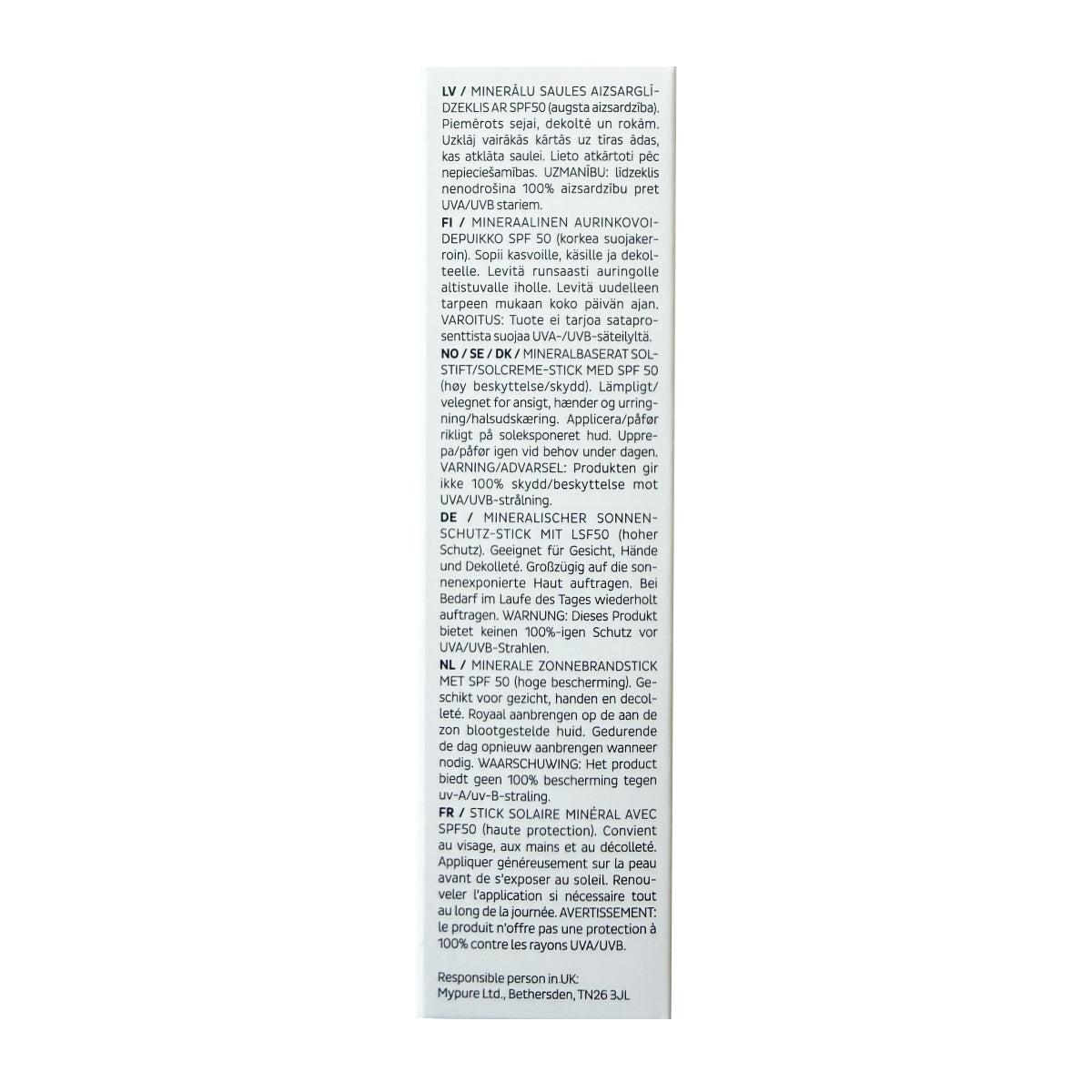 Barra solar mineral con factor de protección solar FPS 50, 12 g